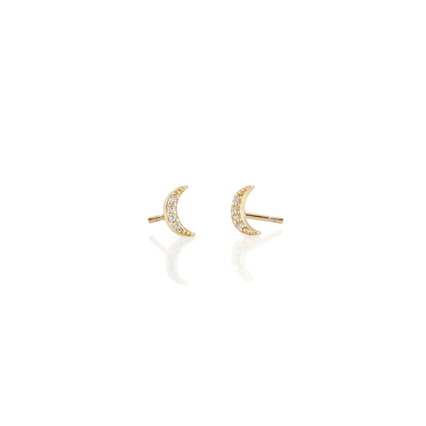 Earrings: Crescent Moon Crystal Pave Studs