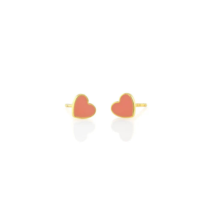 Aretes: Aretes de esmalte de corazón pequeños, rosa