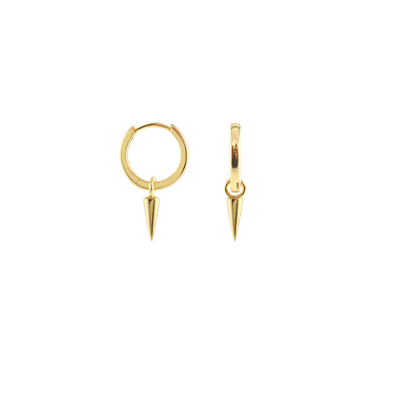 Earrings: Spike Huggie Hoops, 18K Gold Vermeil