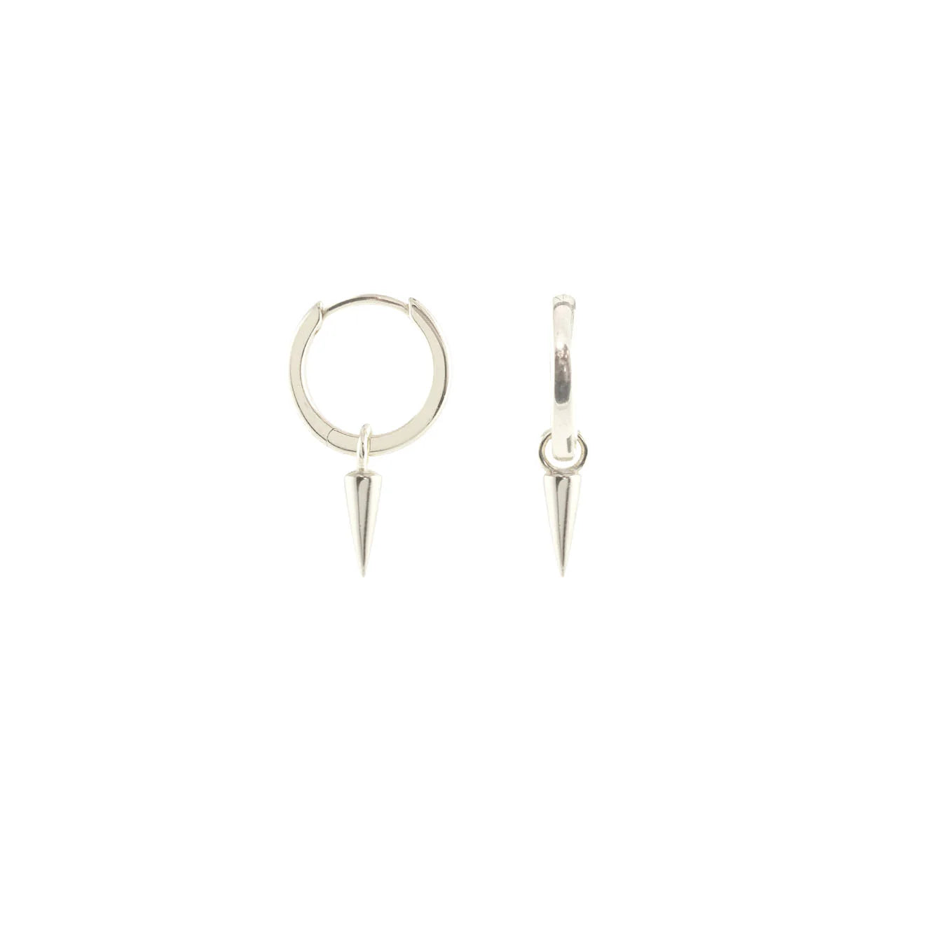Earrings: Spike Huggie Hoops, Sterling Silver