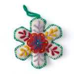 White Snowflake with Multicolored Felt and Embroidered Decoration