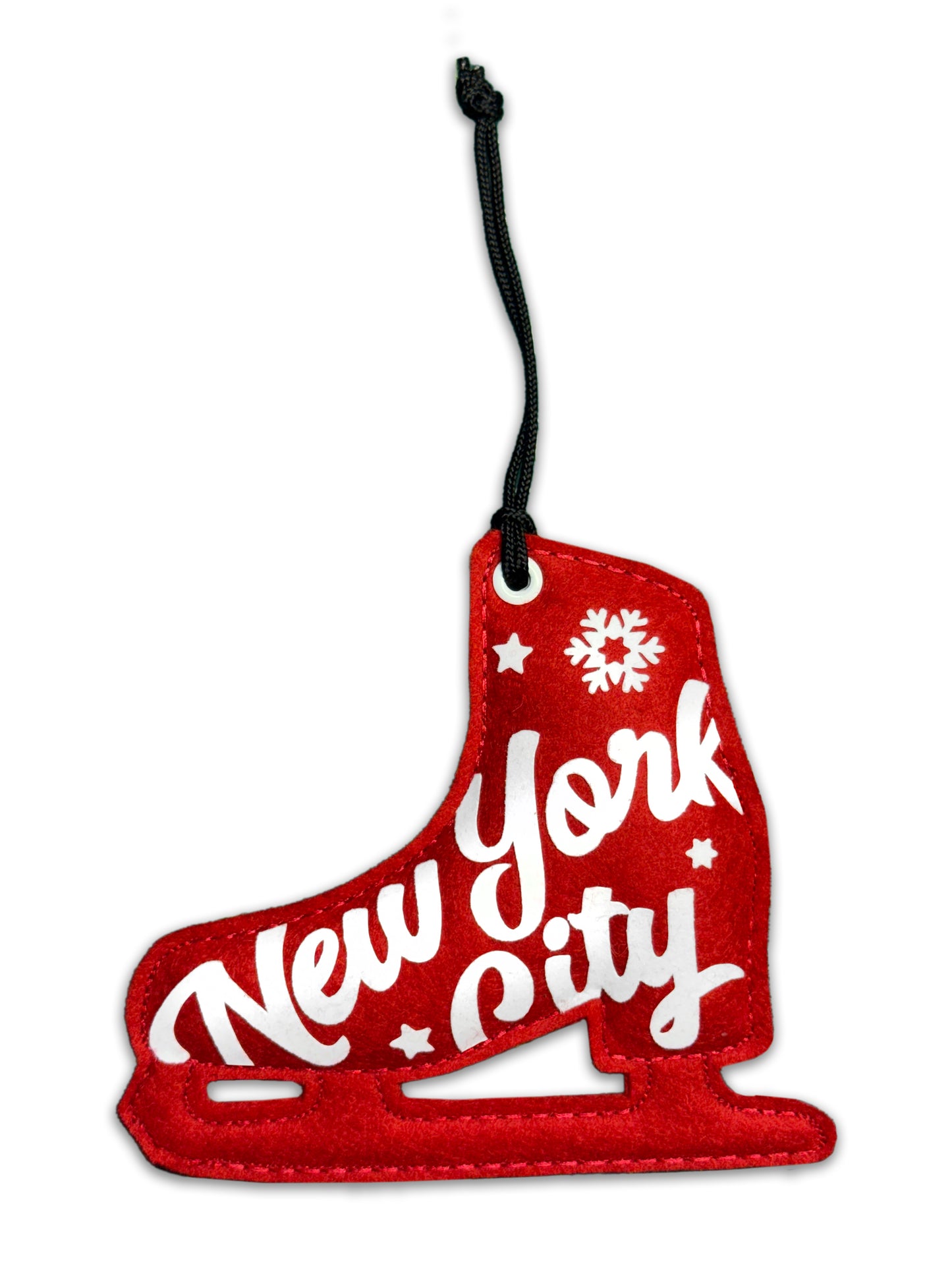 Adorno de fieltro rojo, patín de hielo de Nueva York