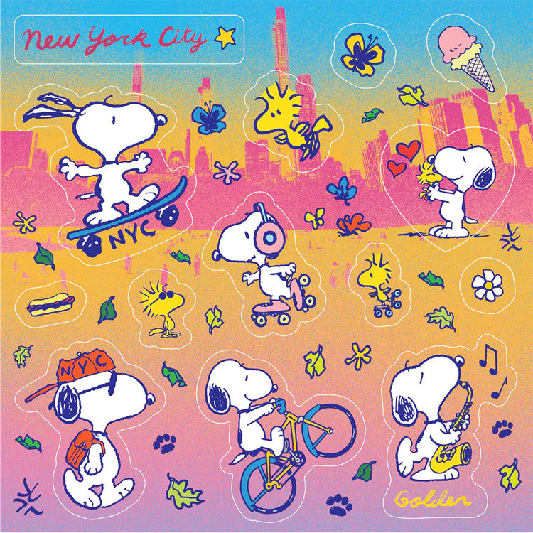 Hoja de pegatinas de Snoopy en Nueva York