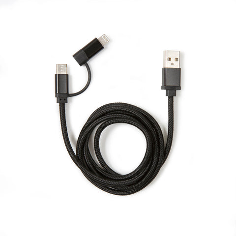 Black 2 in 1 Braided Cable