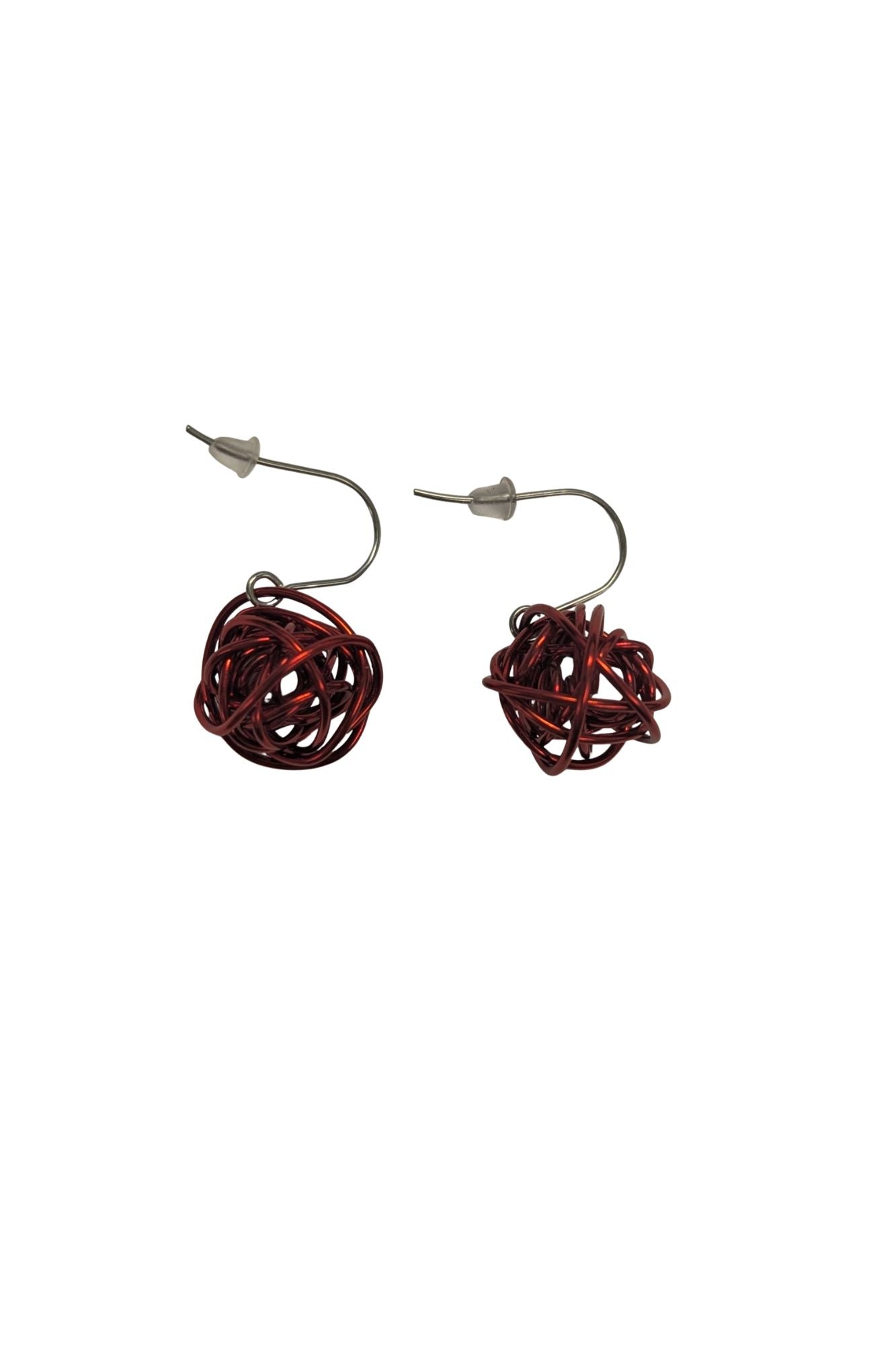 Earrings: Wire Nest by Rina Young, Red