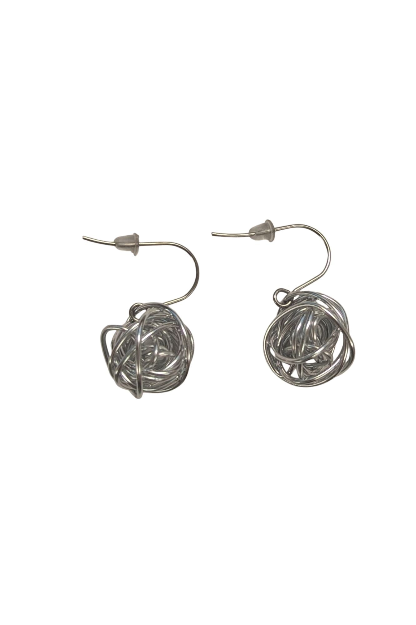 Earrings: Wire Nest by Rina Young, Silver