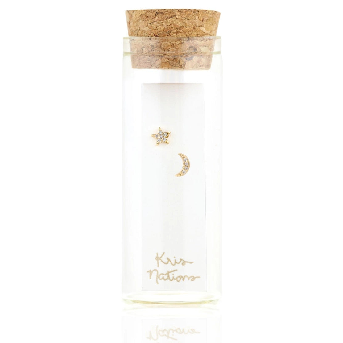 Pendientes: broqueles de estrella y luna con pavé de cristal