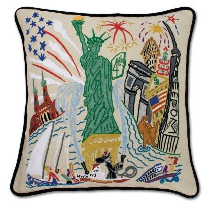 Lady Liberty Embroidered Pillow