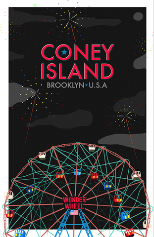 Coney Island Night Scene 11X17