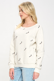 Pigeon Print Crew Neck Sweatshirt