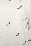 Pigeon Print Crew Neck Sweatshirt