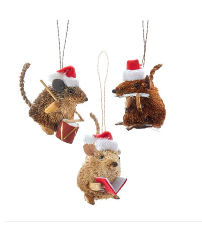 Buri Caroling Mouse Ornaments, 3 Assorted