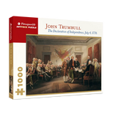 Puzzle box featuring a painting of John Trumbull's 'The Declaration of Independence' with Pomegranate Artpiece Puzzle branding.
