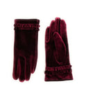 Stretch Velvet Glove With Rouche Trim