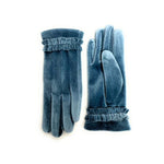 Stretch Velvet Glove With Rouche Trim