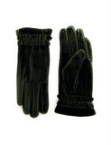 Stretch Velvet Glove With Rouche Trim