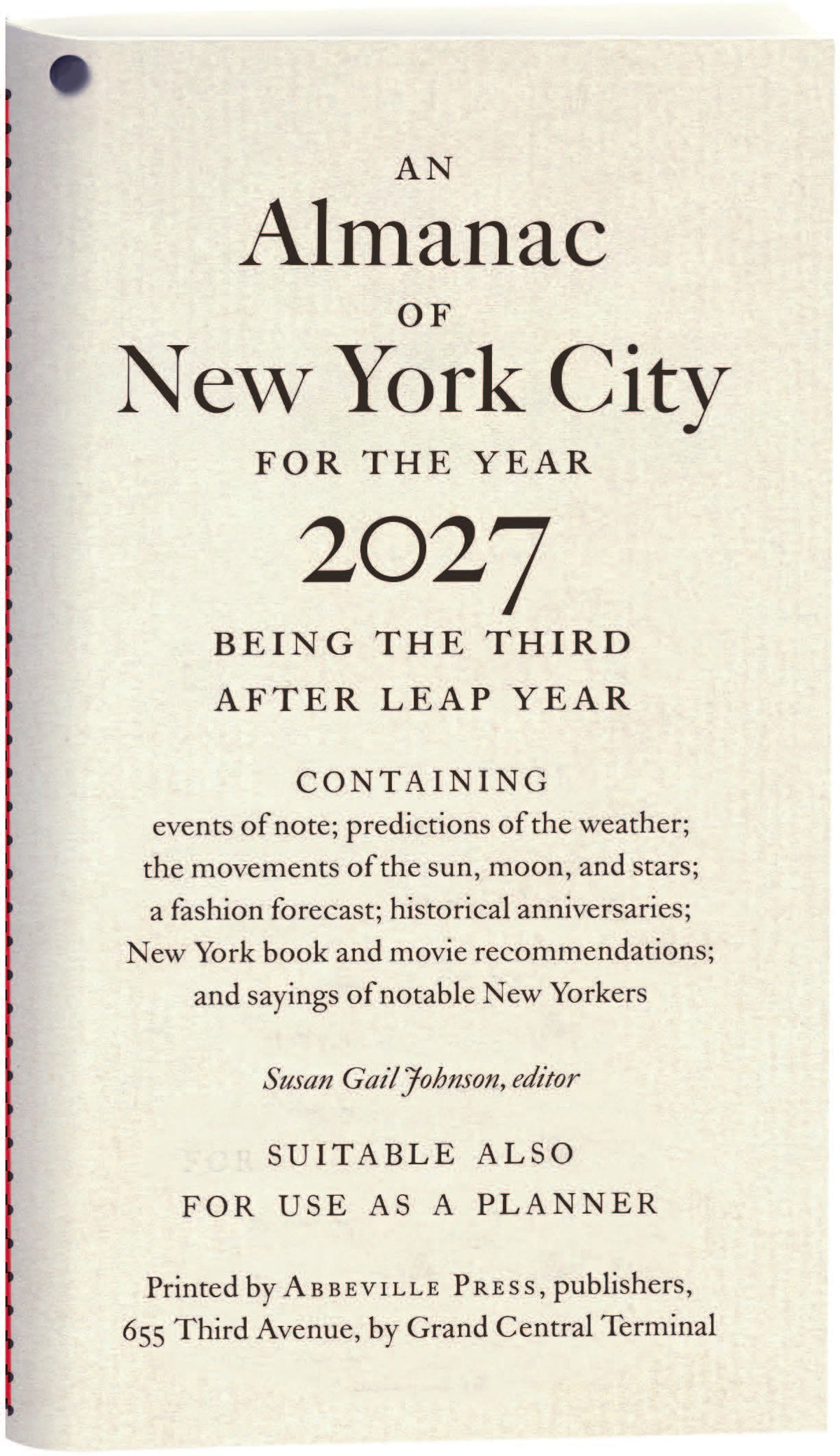 An Almanac of New York City for the Year 2027