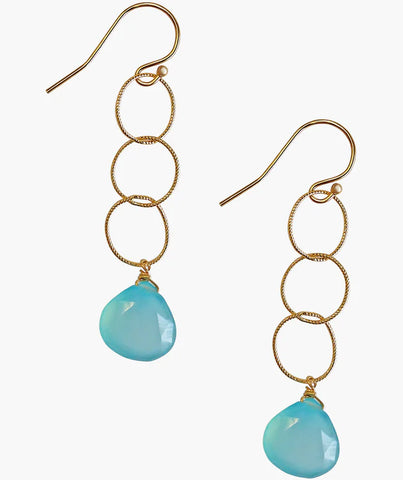 Earrings: 14k Gold Filled Triple Hoops With Faceted Semi Precious Stones