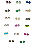 Earrings: 24K Gold Vermeil Stud Earrings with Faceted, Cushion Cut, Semi Precious Stones