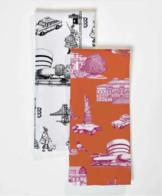 Paños de cocina con diseño toile de Nueva York
