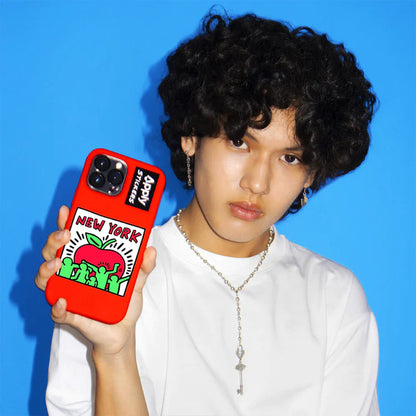 Pegatina de Keith Haring con una manzana de Nueva York