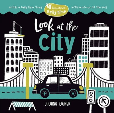Book cover of 'Look at the City' with a cityscape illustration and car.