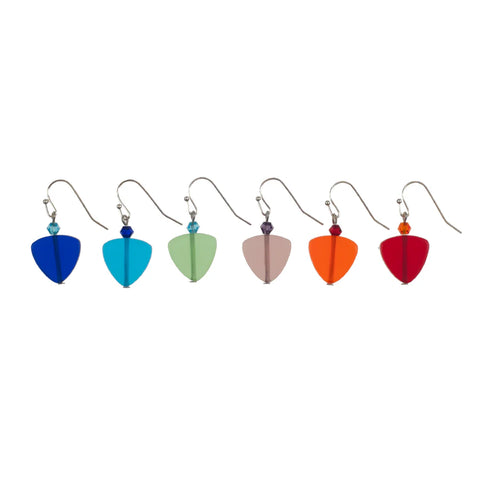 Earrings: Recycled Frosted Glass Triangle