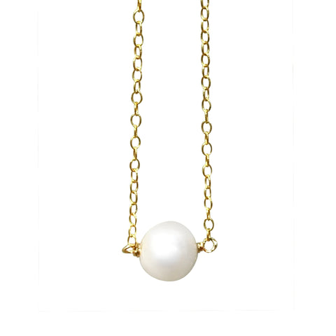 Necklace: A Single Genuine Pearl on a 14K Gold Filled Chain