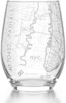 NYC Etched Stemless Wine Glass