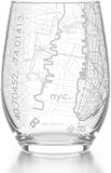 NYC Etched Stemless Wine Glass