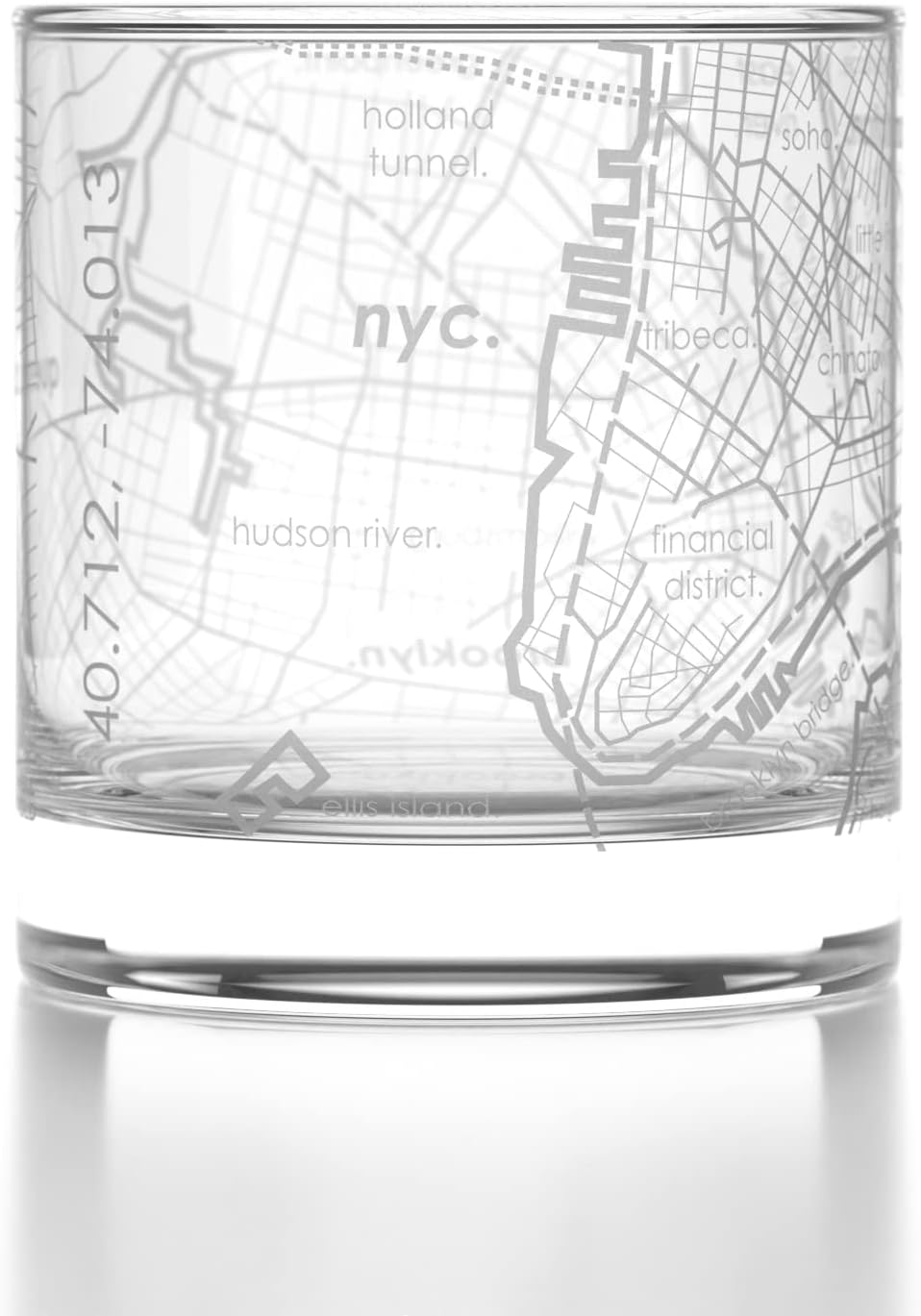 Vaso de whisky grabado de NYC