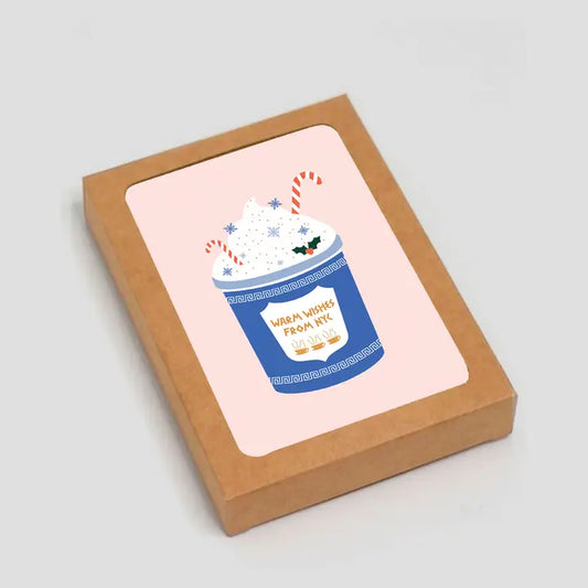 Tarjetas navideñas en caja: Taza de café de NYC