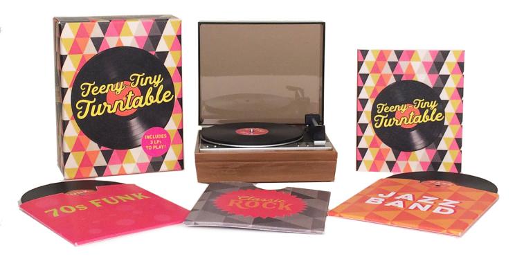 Tocadiscos miniatura, incluye 3 mini-LPs para reproducir