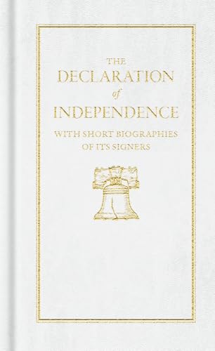 This book has a white, textured hard cover that feels firm in the hands. The front features large, ornate gold lettering and an embossed image of the Liberty Bell, both raised so they can be easily felt by touch.