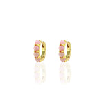 Earrings: Pink Opal Huggie Hoops