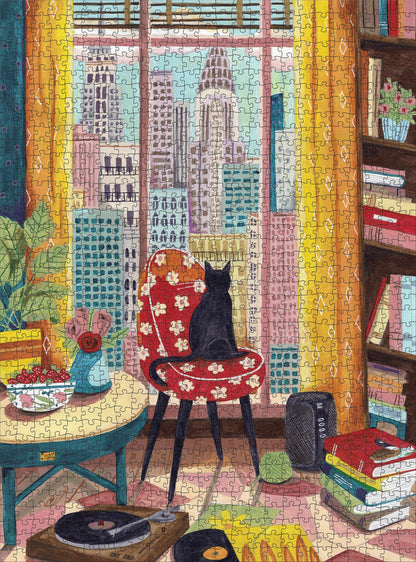 Puzzle: Black Cat in New York Window by Caroline Bonne Müller