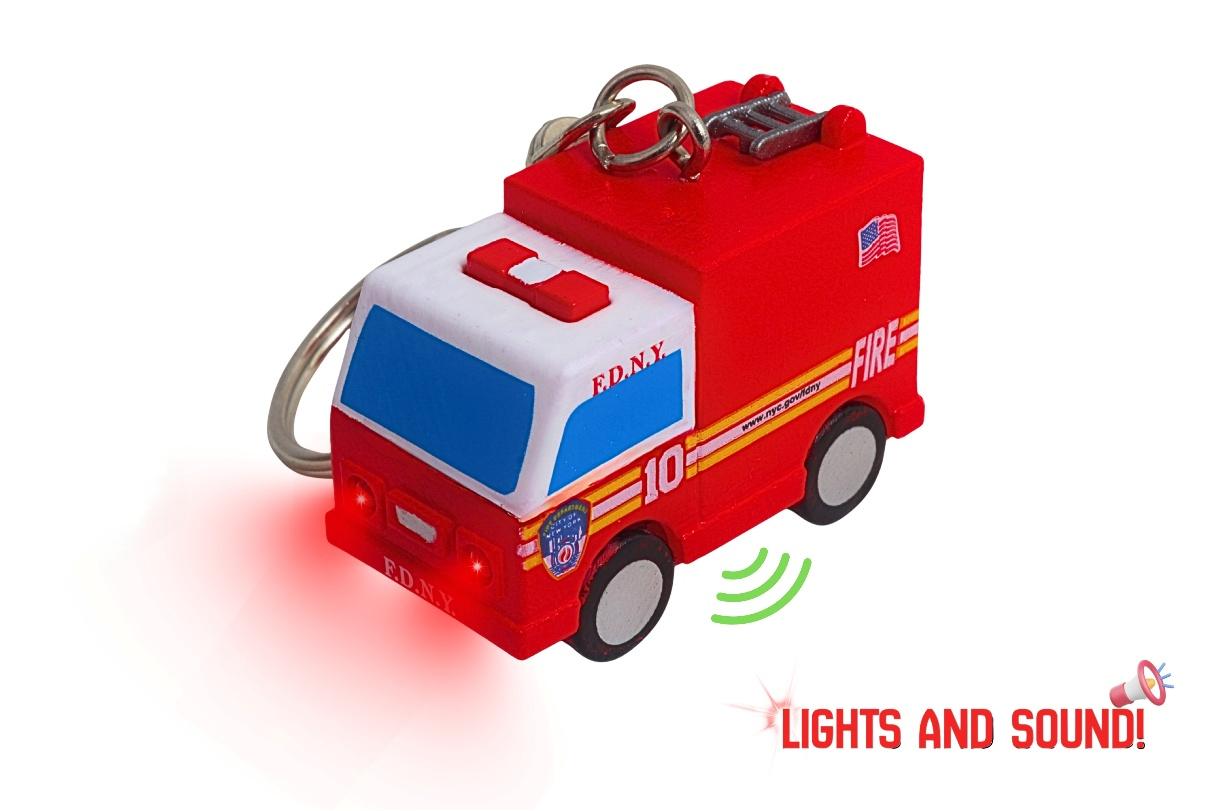 Llavero: Llavero de camión de bomberos del FDNY con luces y sonido