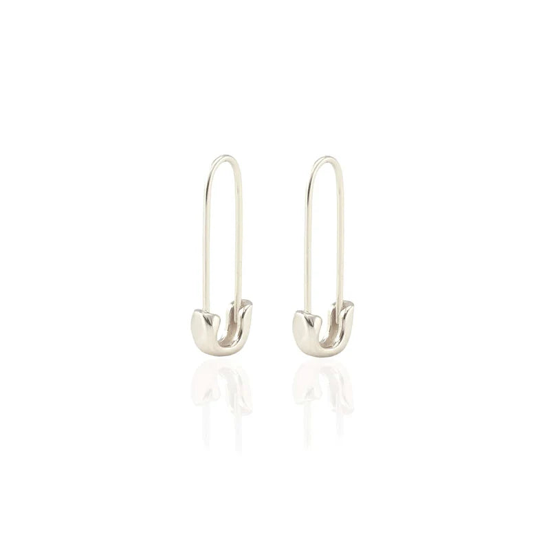 Earrings: Safety Pin Hoops Sterling Silver