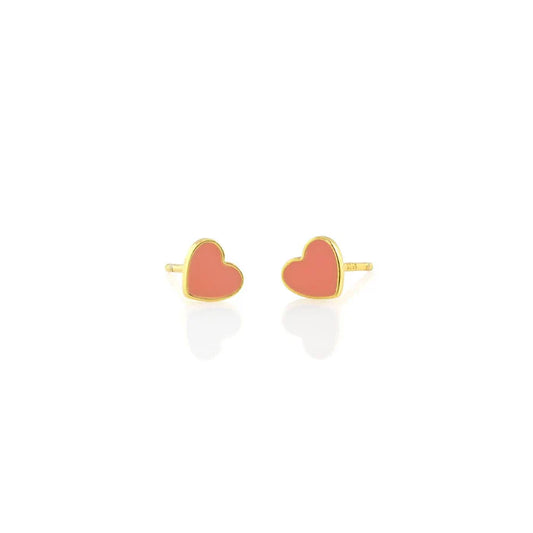 Aretes: Aretes de esmalte de corazón pequeños, rosa