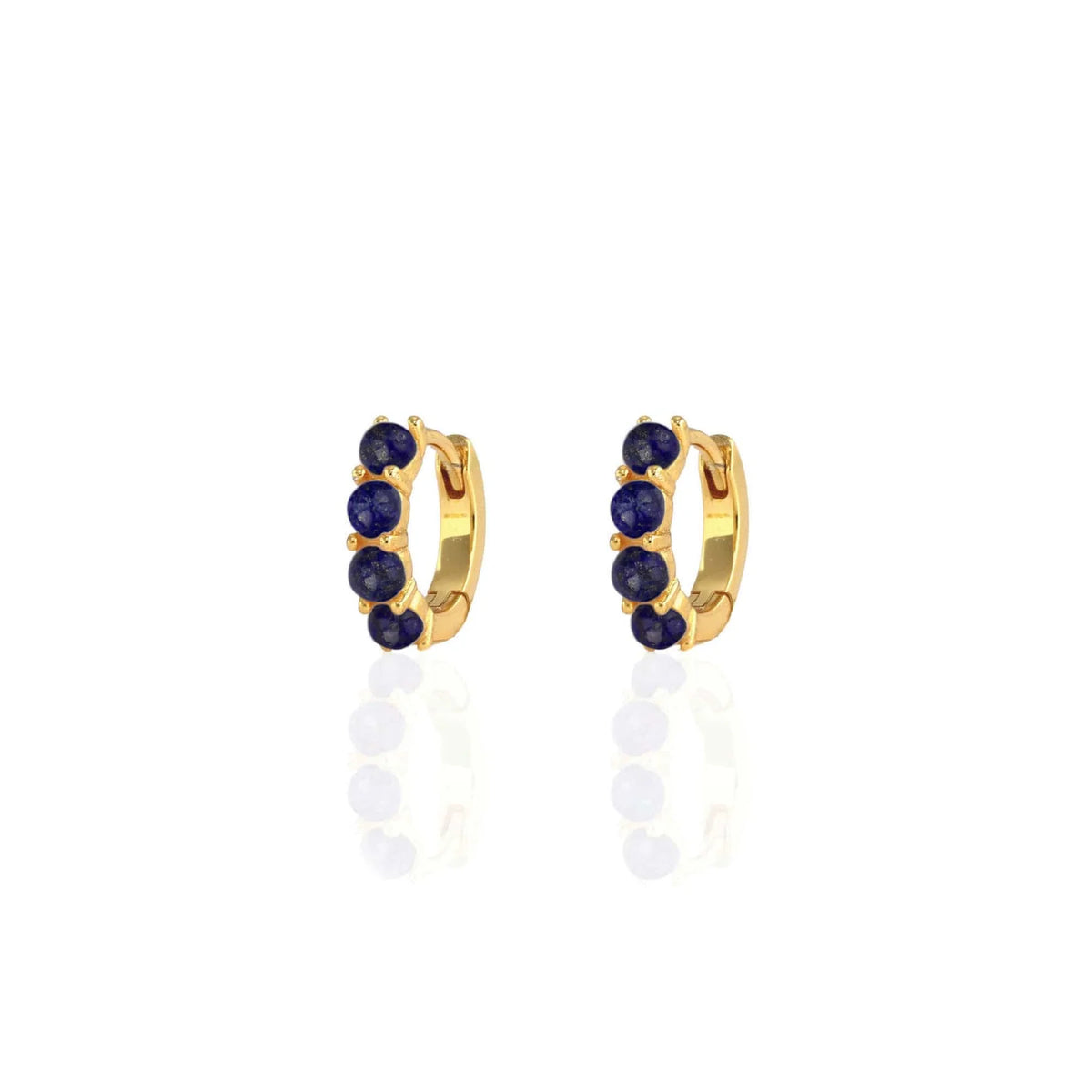 Earrings: Blue Lapis Huggie Hoop