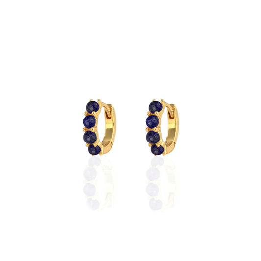 Earrings: Blue Lapis Huggie Hoop