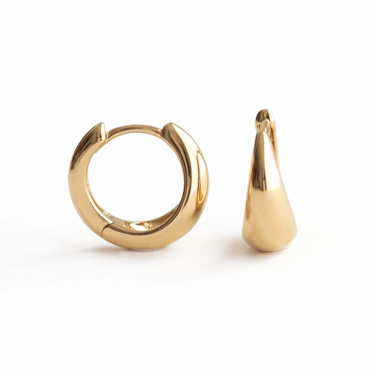 Earrings: Tapered Huggie Hoops, Gold Vermeil