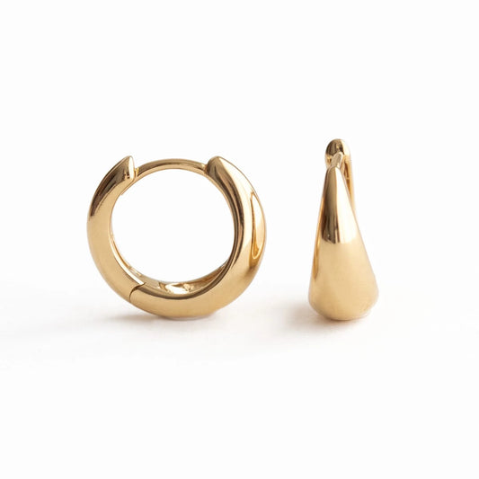 Earrings: Tapered Huggie Hoops, Gold Vermeil