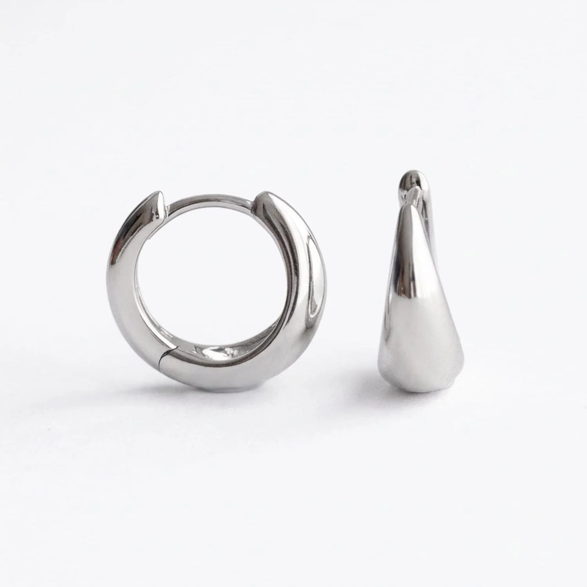 Earrings: Tapered Huggie Hoops, Sterling Silver