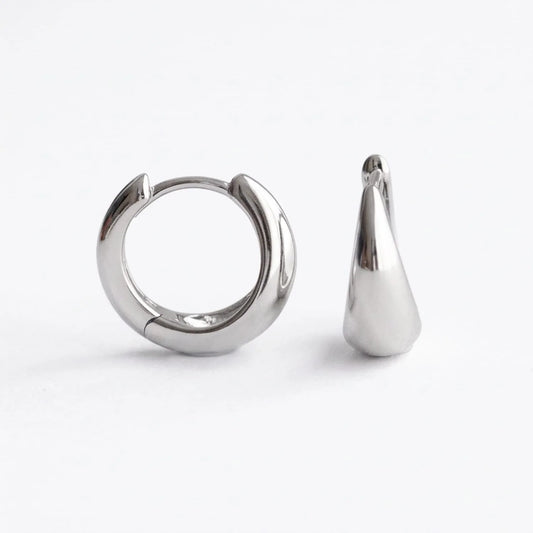 Earrings: Tapered Huggie Hoops, Sterling Silver