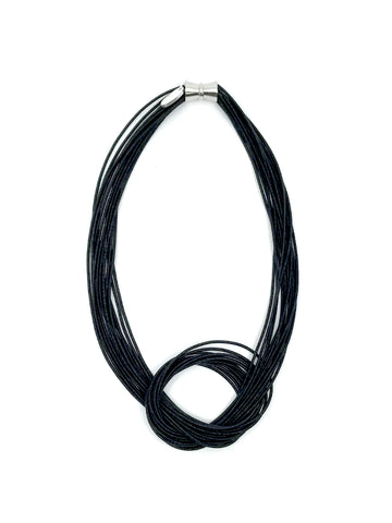 Knot Necklace: Black Piano Wire