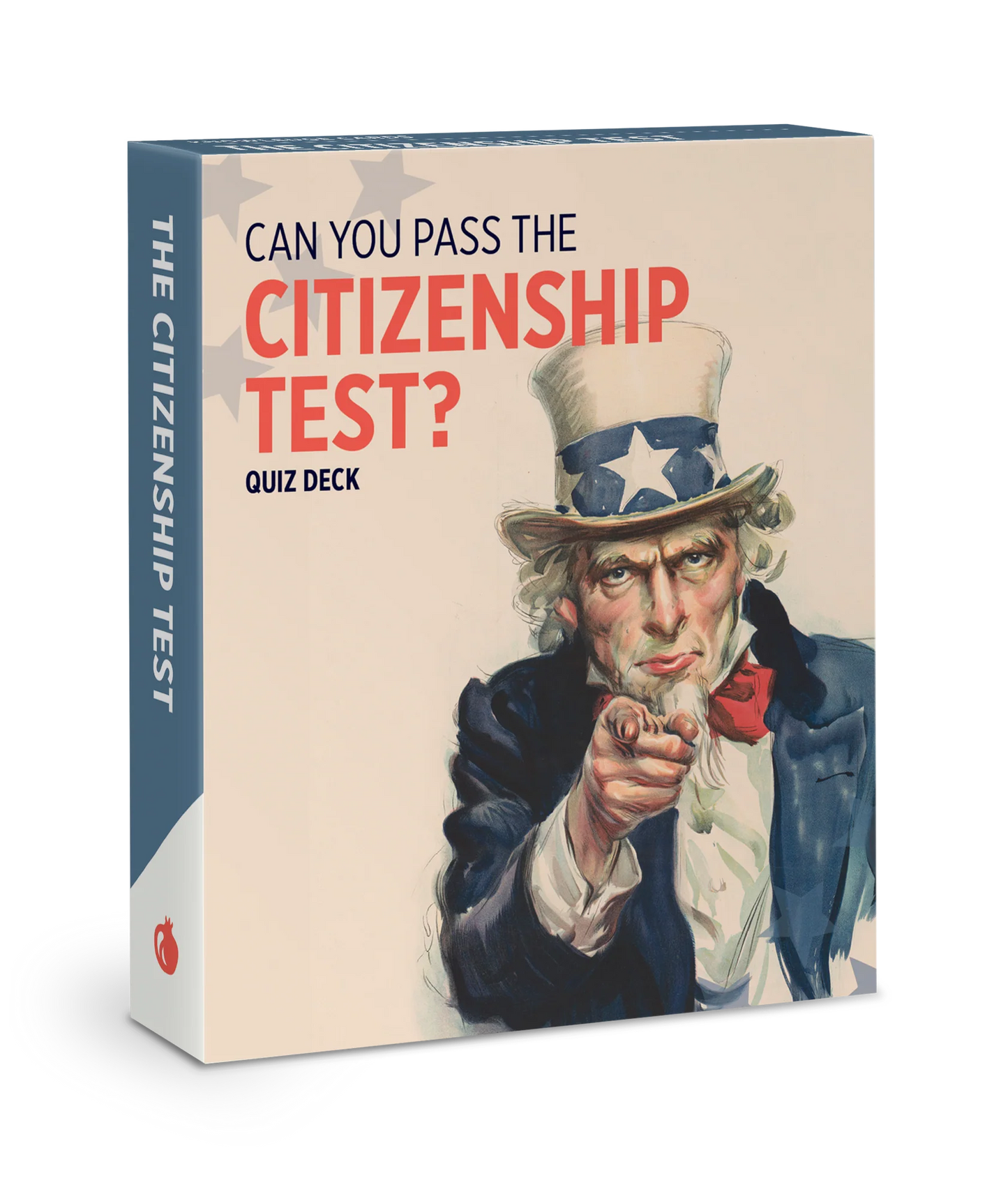 Title: Can You Pass the Citizenship Test? The cover features a bold, classic illustration of Uncle Sam, on white background with "Citizenship Test" in red.