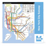 New York City Subway map on a puzzle packaging with blue border