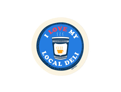 Pegatina de taza de café "New York City I Love My Local Deli"