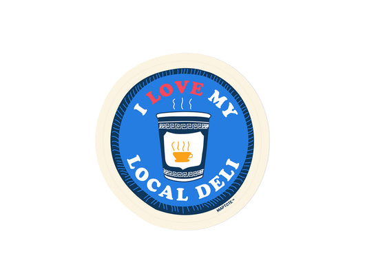 Pegatina de taza de café "New York City I Love My Local Deli"